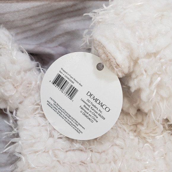 Demdaco Wrapped In Prayer Blankie Bear Lovey Fuzzy Cream Rattle Head 12"x9" 2010 - Picture 6 of 10